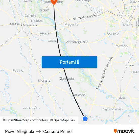 Pieve Albignola to Castano Primo map