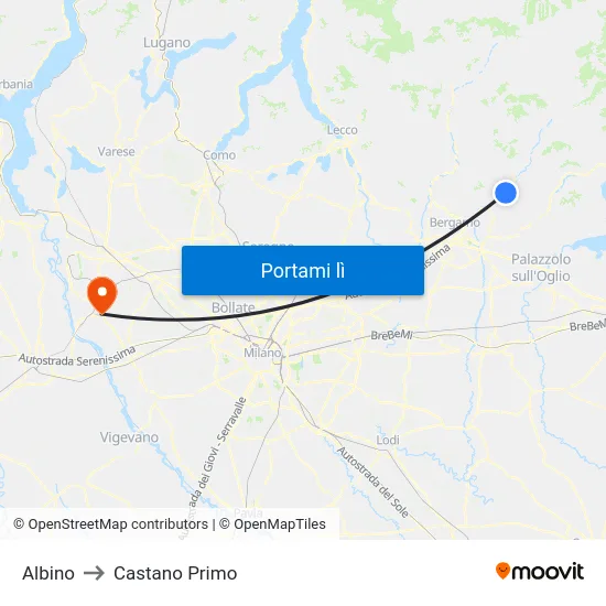 Albino to Castano Primo map