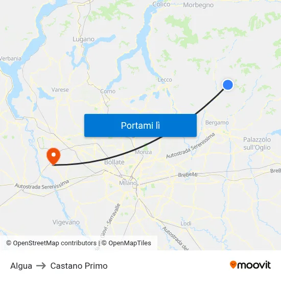Algua to Castano Primo map