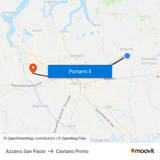 Azzano San Paolo to Castano Primo map