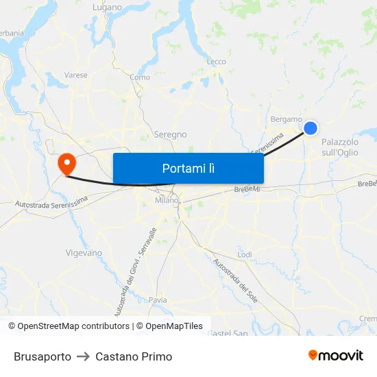 Brusaporto to Castano Primo map