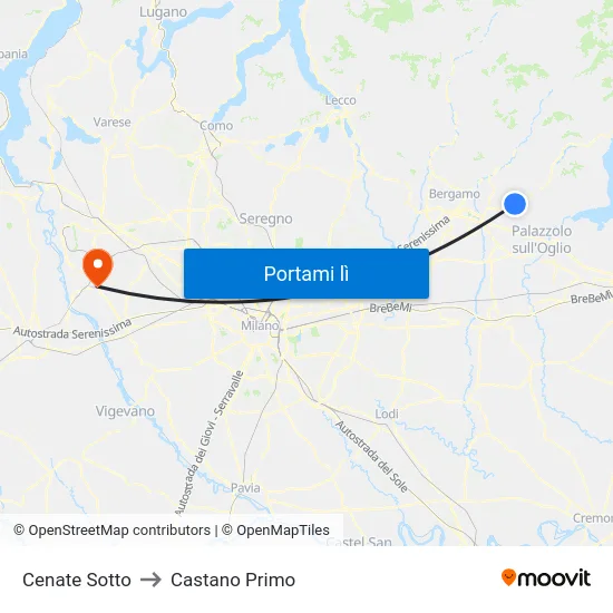 Cenate Sotto to Castano Primo map