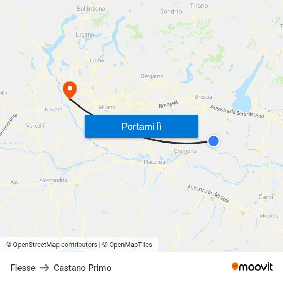 Fiesse to Castano Primo map