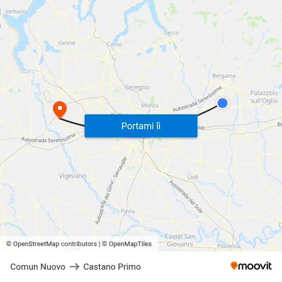 Comun Nuovo to Castano Primo map