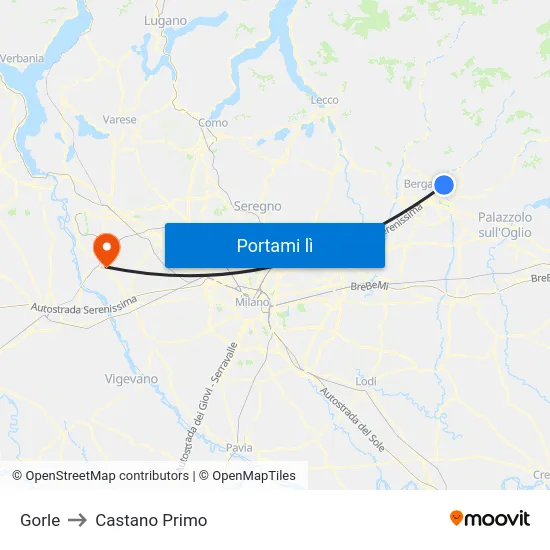 Gorle to Castano Primo map