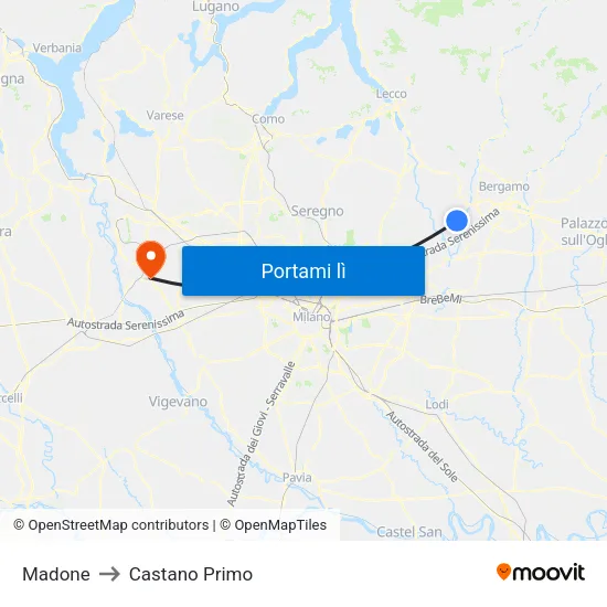 Madone to Castano Primo map