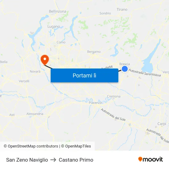 San Zeno Naviglio to Castano Primo map