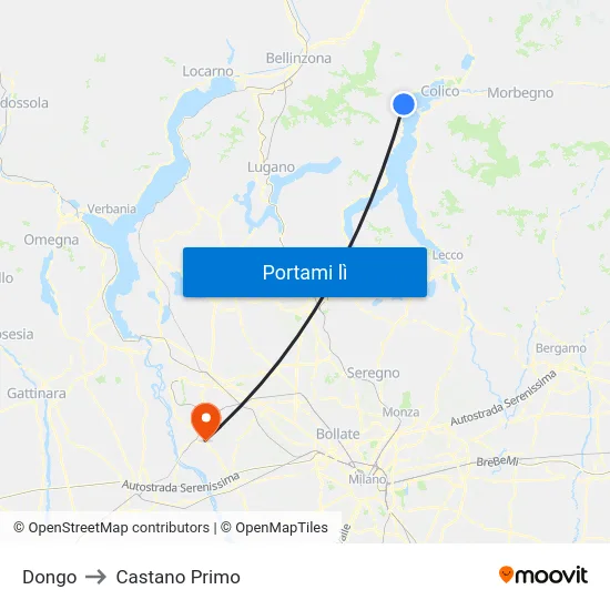 Dongo to Castano Primo map