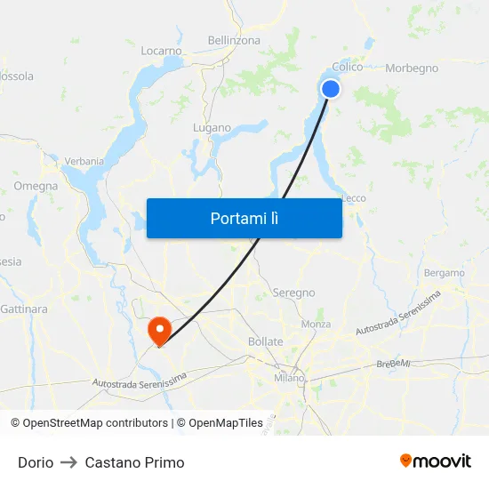 Dorio to Castano Primo map