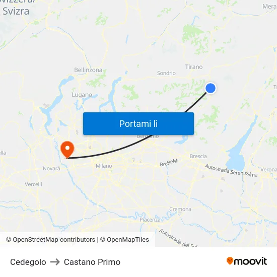 Cedegolo to Castano Primo map