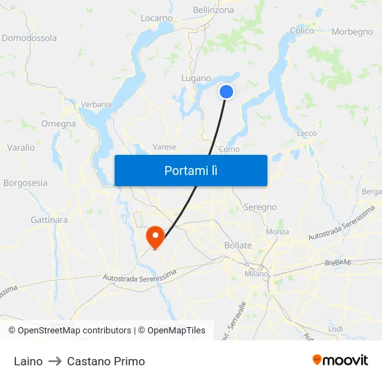 Laino to Castano Primo map