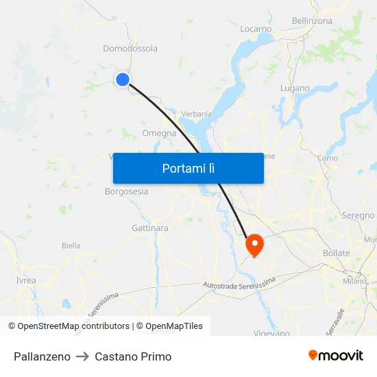 Pallanzeno to Castano Primo map