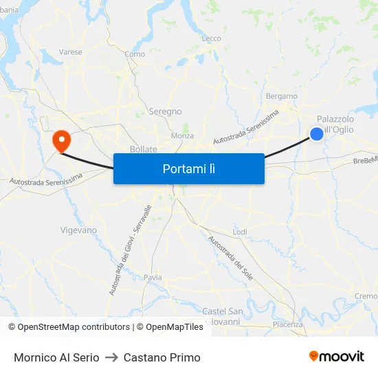 Mornico Al Serio to Castano Primo map