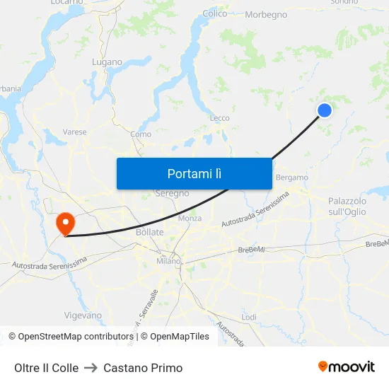 Oltre Il Colle to Castano Primo map