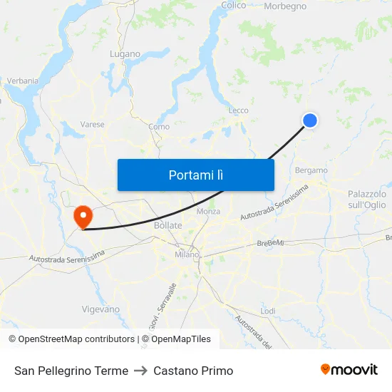 San Pellegrino Terme to Castano Primo map