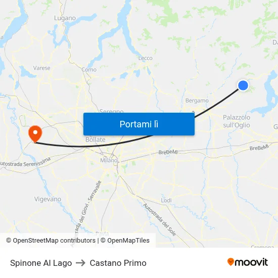 Spinone Al Lago to Castano Primo map
