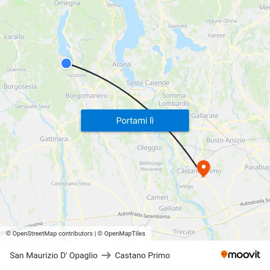 San Maurizio D' Opaglio to Castano Primo map