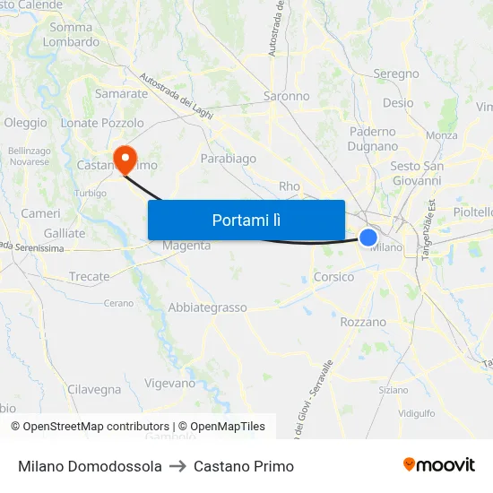 Milano Domodossola to Castano Primo map
