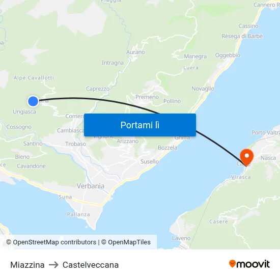 Miazzina to Castelveccana map