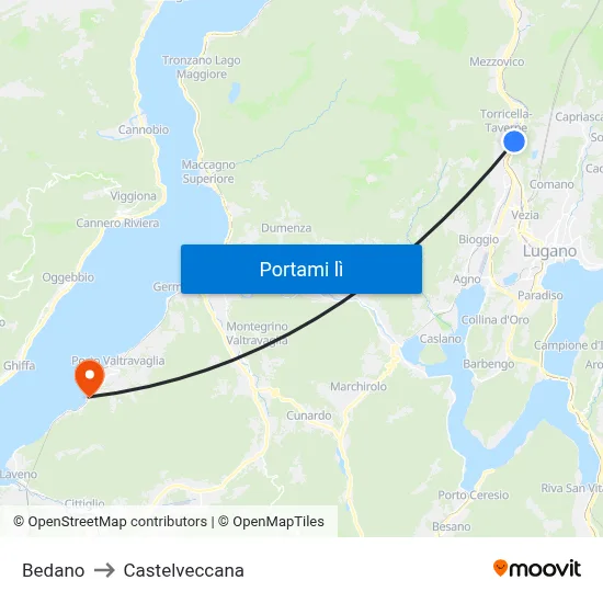 Bedano to Castelveccana map