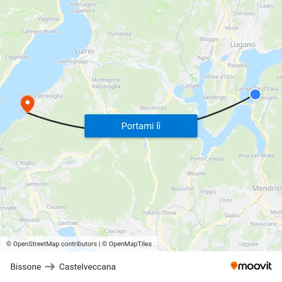 Bissone to Castelveccana map