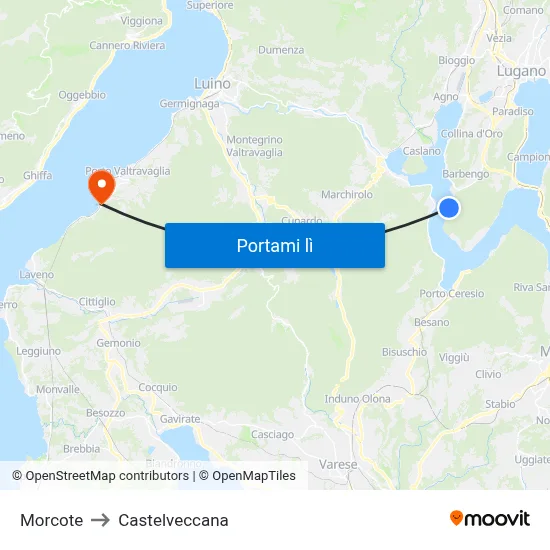 Morcote to Castelveccana map