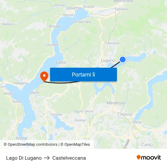 Lago Di Lugano to Castelveccana map