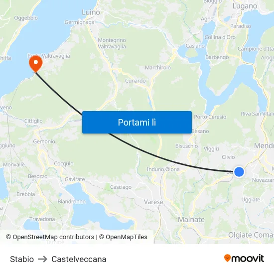 Stabio to Castelveccana map