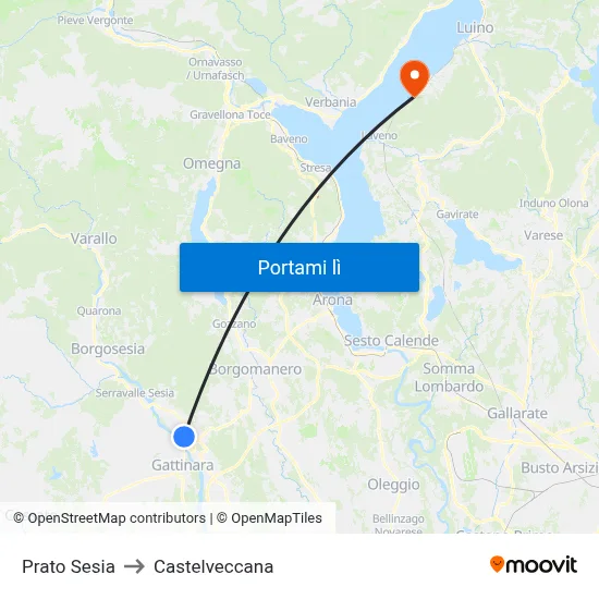 Prato Sesia to Castelveccana map