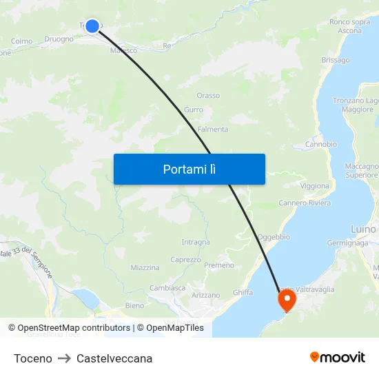 Toceno to Castelveccana map