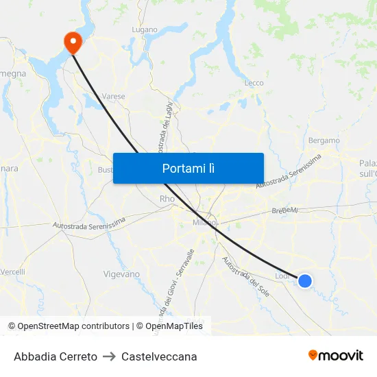 Abbadia Cerreto to Castelveccana map
