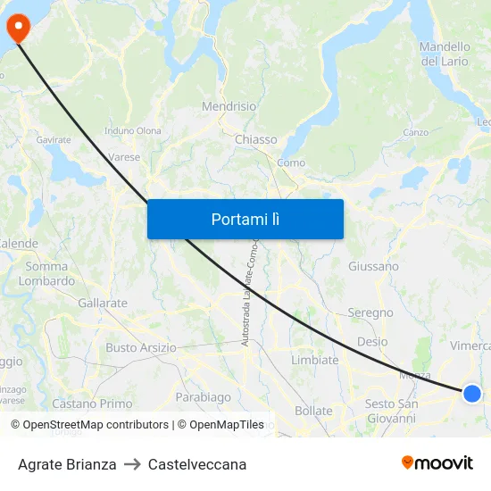 Agrate Brianza to Castelveccana map