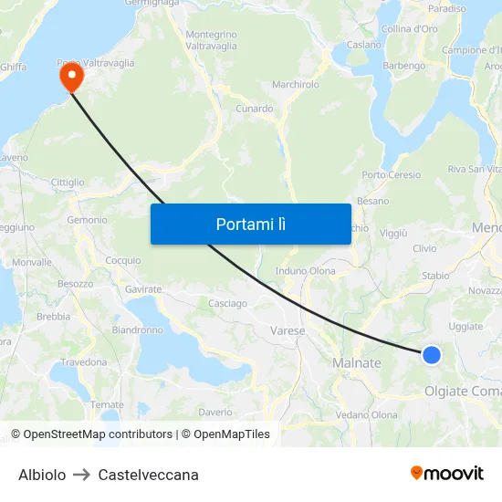 Albiolo to Castelveccana map