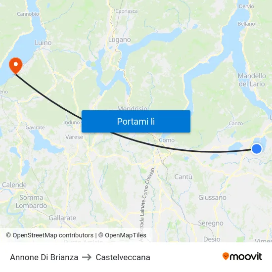 Annone Di Brianza to Castelveccana map