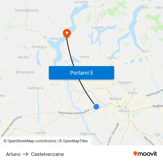 Arluno to Castelveccana map