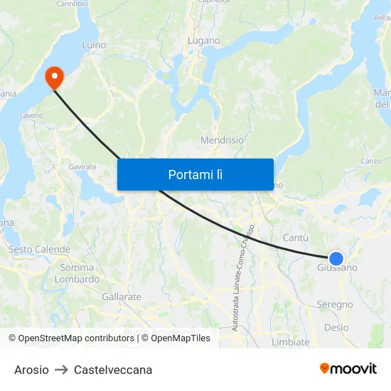 Arosio to Castelveccana map
