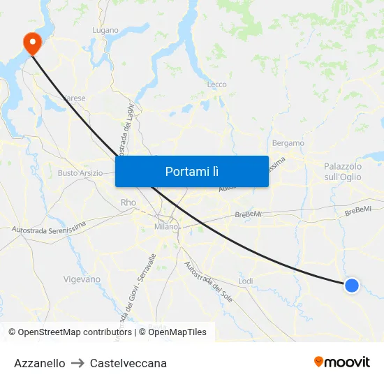 Azzanello to Castelveccana map