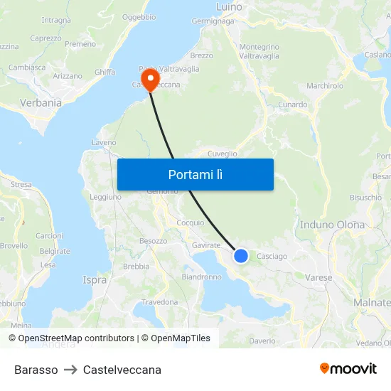 Barasso to Castelveccana map