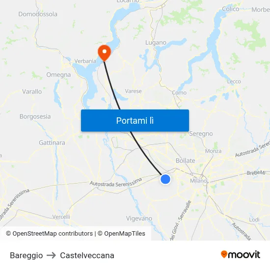 Bareggio to Castelveccana map