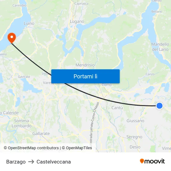 Barzago to Castelveccana map