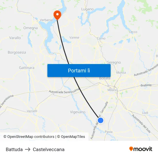 Battuda to Castelveccana map