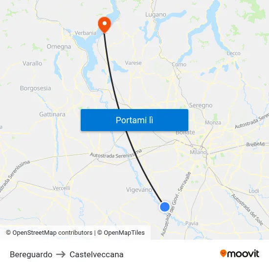 Bereguardo to Castelveccana map