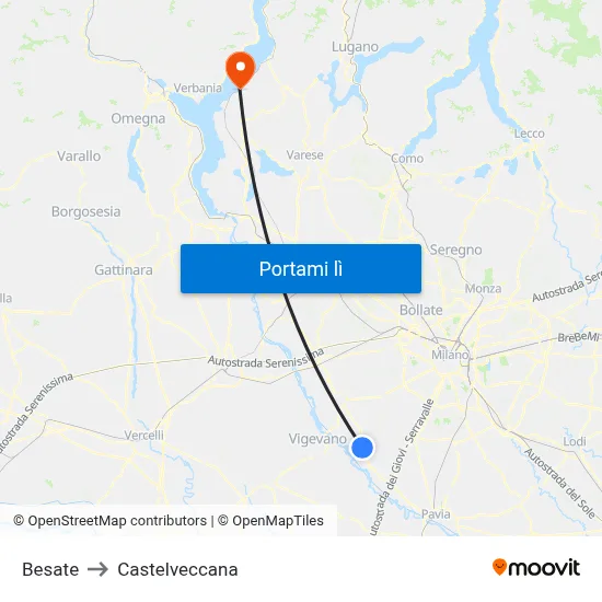 Besate to Castelveccana map