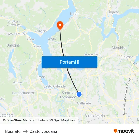 Besnate to Castelveccana map