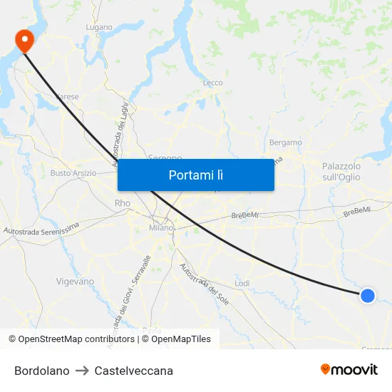 Bordolano to Castelveccana map