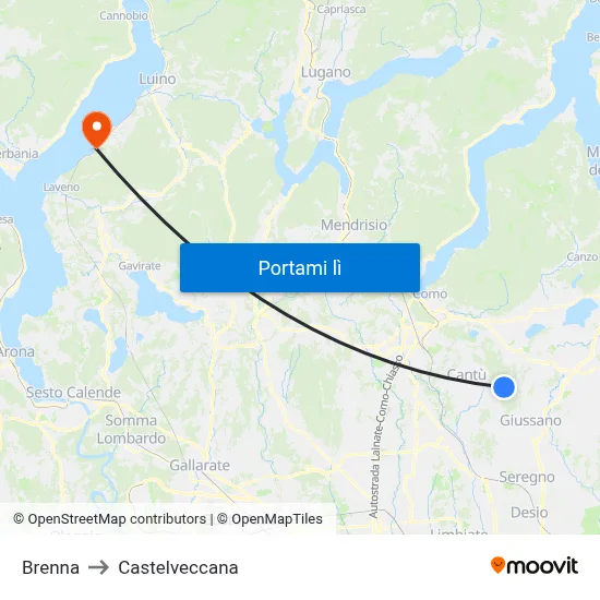 Brenna to Castelveccana map
