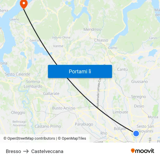 Bresso to Castelveccana map