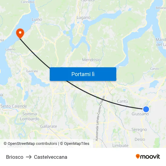 Briosco to Castelveccana map