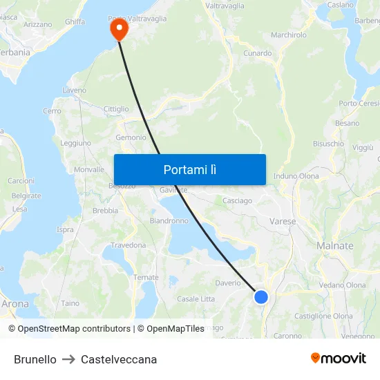 Brunello to Castelveccana map