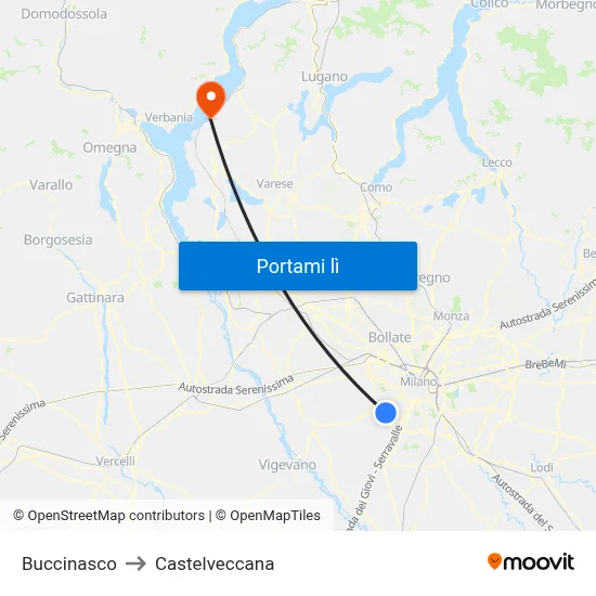 Buccinasco to Castelveccana map